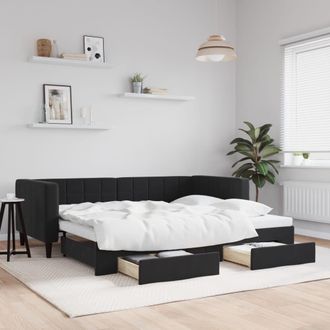 vidaXL Sof&aacute; Cama Nido Con Cajones Terciopelo Negro 90x200 Cm Vidaxl