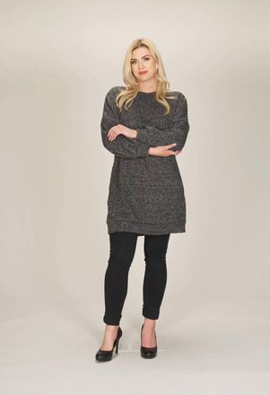 Papillon Heathered Sweater Knit Dress In Charcoal