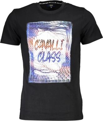 Cavalli T-Shirts, male, Black, Size: XL Logo Print Cotton T-Shirt for Men