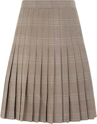 Moschino Midi Kilt Rok - Dames - Midirokken - Beige - 6XL - Wol - Rokken