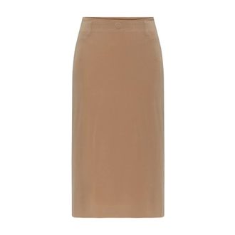 Maison Margiela Falda Midi de Doble Capa con Logo - Skirts - Mujer - Beige - 2XS