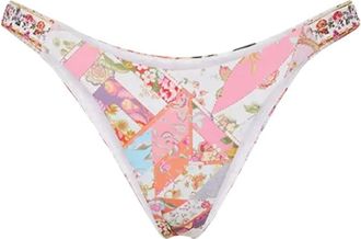 Camilla Witte Bloemen Bikini Broekje Cheeky Cut - Dames - Bikinis - Roze - L - Badmode