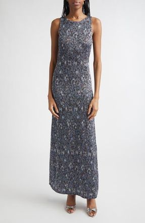 Missoni Animal Jacquard Sequin Sleeveless Column Dress in Blue Base at Nordstrom, Size 10 Us