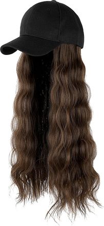Generic Umbrellas for Rain Cap Adjustable Hair Hairstyle Attached Long Hat Hair Curly Wig Wig (B, One Size)