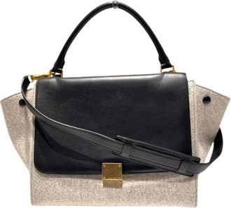 Celine Pre-owned Travelers Felt Leather 2way Handbag - Dames - Vintage Handtas - Grijs - ONE Size - Leer - Vintage