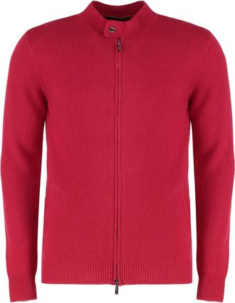Moorer Cardigan con zip - Rosso
