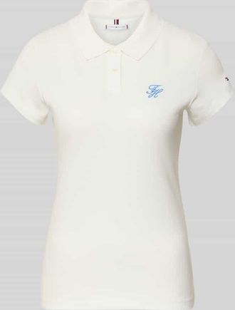 Tommy Hilfiger Slim Fit Poloshirt aus Baumwoll-Mix in Ecru, Gr&ouml;&szlig;e XL