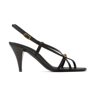 Versace High Heel Sandals, female, Black, Size: 7 1/2 US Satin Heeled Sandals