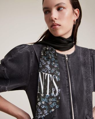 AllSaints Silk Asgard Skinny Silk Scarf, Size: One Size