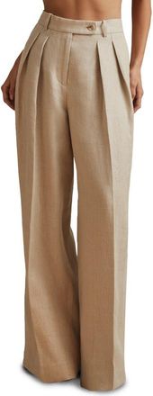 Reiss Cassie Wide Leg Linen Trousers in Natural at Nordstrom Rack, Size 4