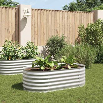 vidaXL Vidaxl - Arriate De Acero Galvanizado Plateado 160x80x44 Cm