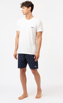 Fila Shorty FILA, Damen, Gr. XXL, gardenia, navy, Single Jersey, Obermaterial: 100% Baumwolle, bequem kurz, Rundhals, Homewear-Sets Shorty, mit Rundhalsaus