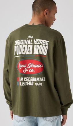 Levi's Long Sleeve Graphic Authentic Tee - Men - XL - Green / Horsepower Brand Olive Night