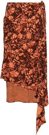 Jade Cropper Wilted Flowers-Print Midi Skirt - Womens - Viscose