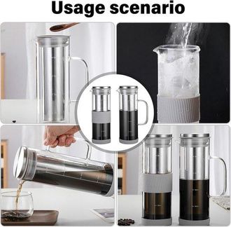 OEM Cafetera Port&aacute;til De Infusi&oacute;n Fr&iacute;a, Capacidad De 800 Ml, Cafetera De Vidrio Con Aislamiento T&eacute;rmico, Jarras