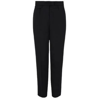 Giorgio Armani Slim-fit Trousers, female, Black, Size: M Straight Virgin Wool Trousers