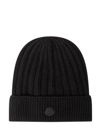 Moncler Black Knitted Beanie Cap
