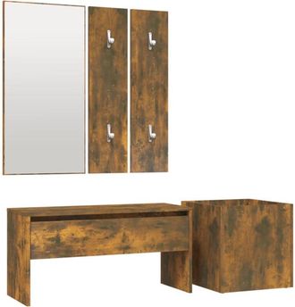 vidaXL Set De Muebles De Recibidor Madera Contrachapada Roble Ahumado Vidaxl