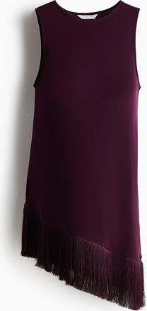 H&M MAMA Asymmetrisches Top mit Fransenbesatz - Dunkles Pflaumenlila