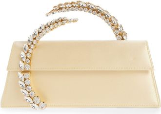 L'Alingi Karma Crystal Handle Satin Clutch in Butter Yellow at Nordstrom
