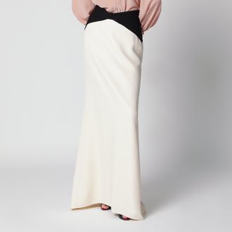 Valentino Long silk skirt in Vanilla/Black