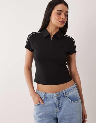 Calvin Klein Jeans Polo slim nera con zip-Nero