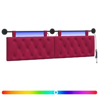 vidaXL Cabecero Colgante Con Luz Led Rojo Vino Terciopelo Vidaxl