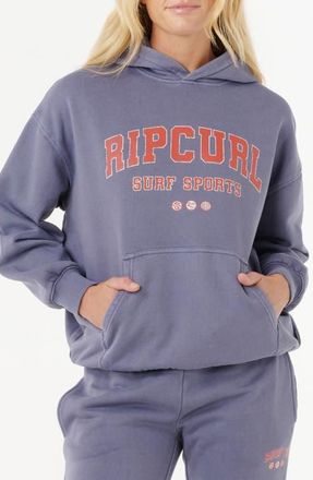 Rip Curl Varsity Sports Cotton Hoodie in Blue Grey at Nordstrom, Size Small
