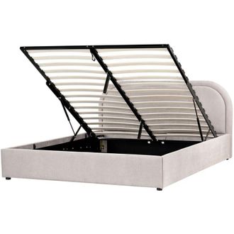 Beliani Letto contenitore moderno EU Matrimoniale 160 x 200 cm Tessuto Tortora Quillien