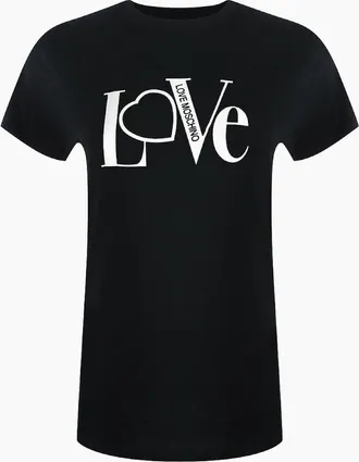 Love Moschino Womens Love Moschino Love Logo Black T-Shirt - Size: 18/16