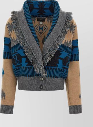 Alanui shawl collar knit cardigan with fringe