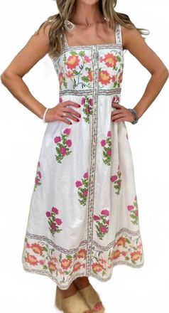 THML Clothing Annie Strap Floral Midi Dress In Multi