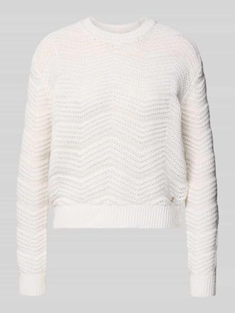 Guess Strickpullover mit gerippten Abschl&uuml;ssen in Offwhite, Gr&ouml;&szlig;e XL