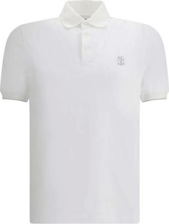 Brunello Cucinelli Polo Shirts, male, White, 2XL, Cotton Polo Shirt with Iconic Logo