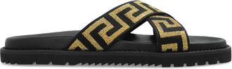 Versace Sandali slides con decorazione Greca - Nero