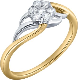 LuvMyJewelry Amoria 0.25 Ct Natural Diamond Floral 10K Gold Ring