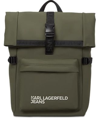 Karl Lagerfeld roll-top buckle backpack - men - Polyurethane - One Size - Green
