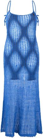 Diesel Lange Jurk met Gehaakt Patroon - Dames - Maxi kleedjes - Blauw - XS - Wol - Kleedjes