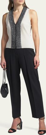 Giorgio Armani Metallic-Front Boucle Knit Tank Top