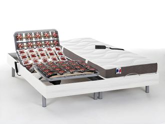 VENTE-UNIQUE.COM Cama articulada el&eacute;ctrica madera blanco 2x80x200 cm