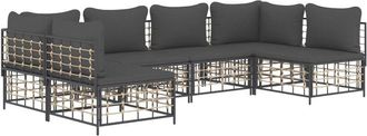 vidaXL Vidaxl - Juego De Muebles De Jard&iacute;n 6 Pzas Cojines Antracita Rat&aacute;n Pe