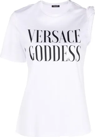 Versace logo-print cotton T-shirt - women - Cotton - 42 - White