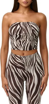 Naked Wardrobe Printed Crop Tube Top in Wild Riviera at Nordstrom, Size X-Large