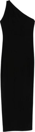 Norma Kamali Lange jurk met &eacute;&eacute;n schouder en zijsplit - Dames - Maxi kleedjes - Zwart - M - Polyester - Kleedjes