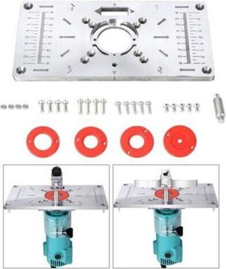 OEM Placa Insertable De Aluminio Para Mesa De Fresadora Con 4 Anillos Para Bancos De Trabajo De Carpinter&iacute;a De Precisi&oacute;n, Tablero De Part&iacute;culas, 235 X 120