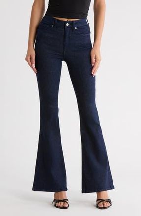 Good American Always Fits Good Distressed Flare Jeans in Indigo690 at Nordstrom Rack, Size 6-12