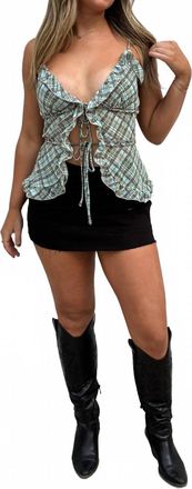 Bailey Rose Ashlin Plaid Top In Green