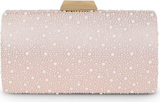 Badgley Mischka Avery Cabochon Bead Minaudiere in Champagne at Nordstrom, Size Small