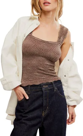 Free People Love Letter Floral Knit Camisole in Pinecone at Nordstrom, Size X-Small