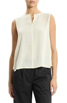 Theory Split Neck Satin Tank in Lemongrass - 2Eo at Nordstrom, Size X-Large
